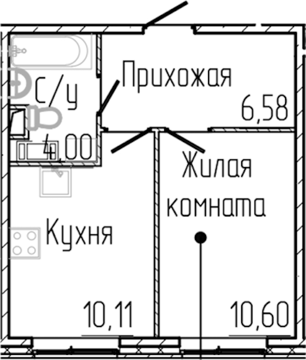 1-комнатная квартира 31.29 м², 1/8 эт., ЖК «SERTOLOVO PARK»